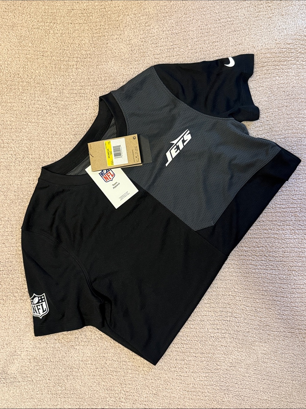 Nike Wonens New York Jets Black & Gray Short Sleeve Tee DriFit